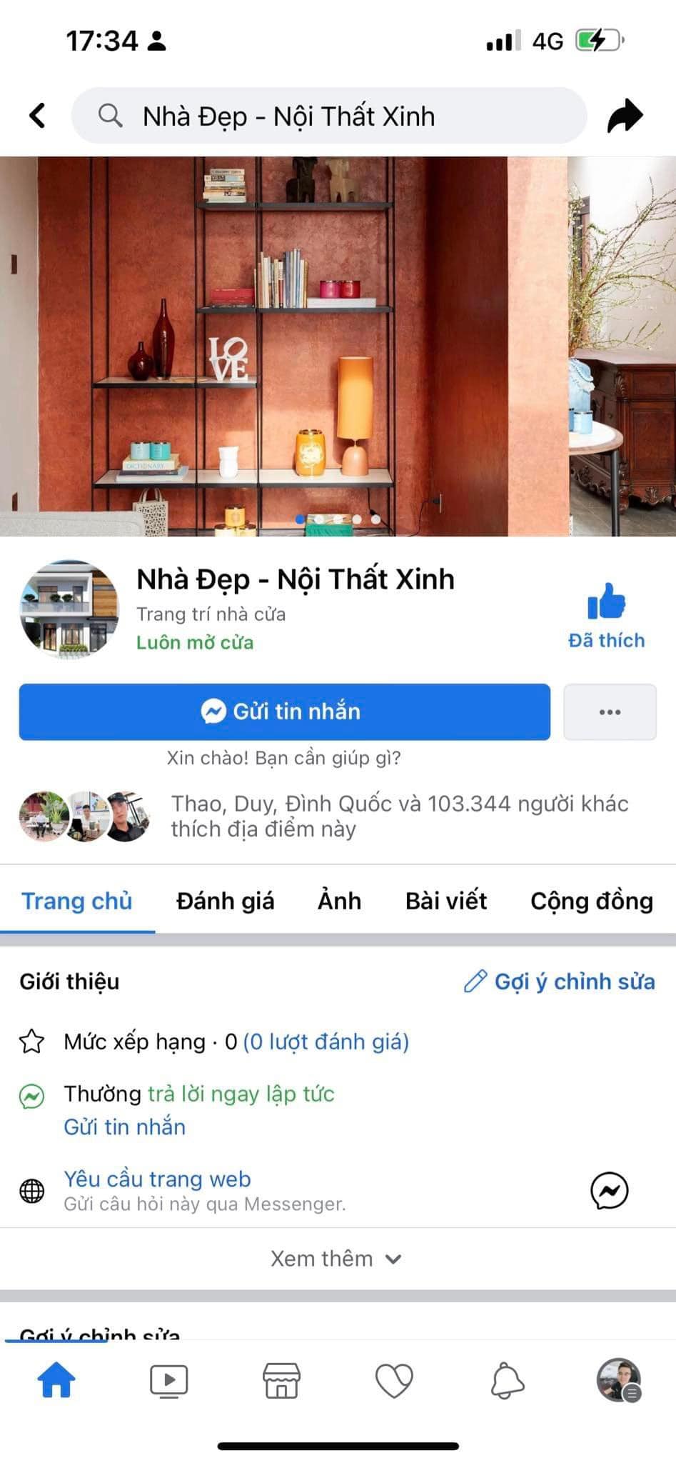 Fanpage Facebook 100k like Nhà Đẹp Nội Thất Xinh Hỗ trợ thay tên, xây dựng phát triển thương hiệu Fanpage